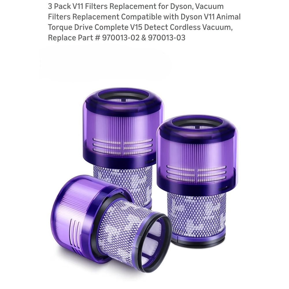 Dyson Vacuum Replacement Filter 3Pk Purple V11 V15 Animal 970013-02 970013-03